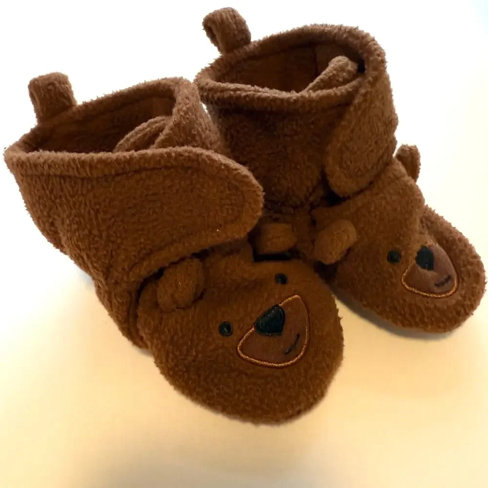 HB Baby Boy Bear Navy Blue Fleece Bootie Shoe Set Size 6-12 Months